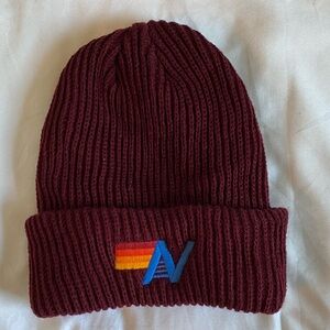 Aviator Nation Logo Burgundy Fleece Beanie
